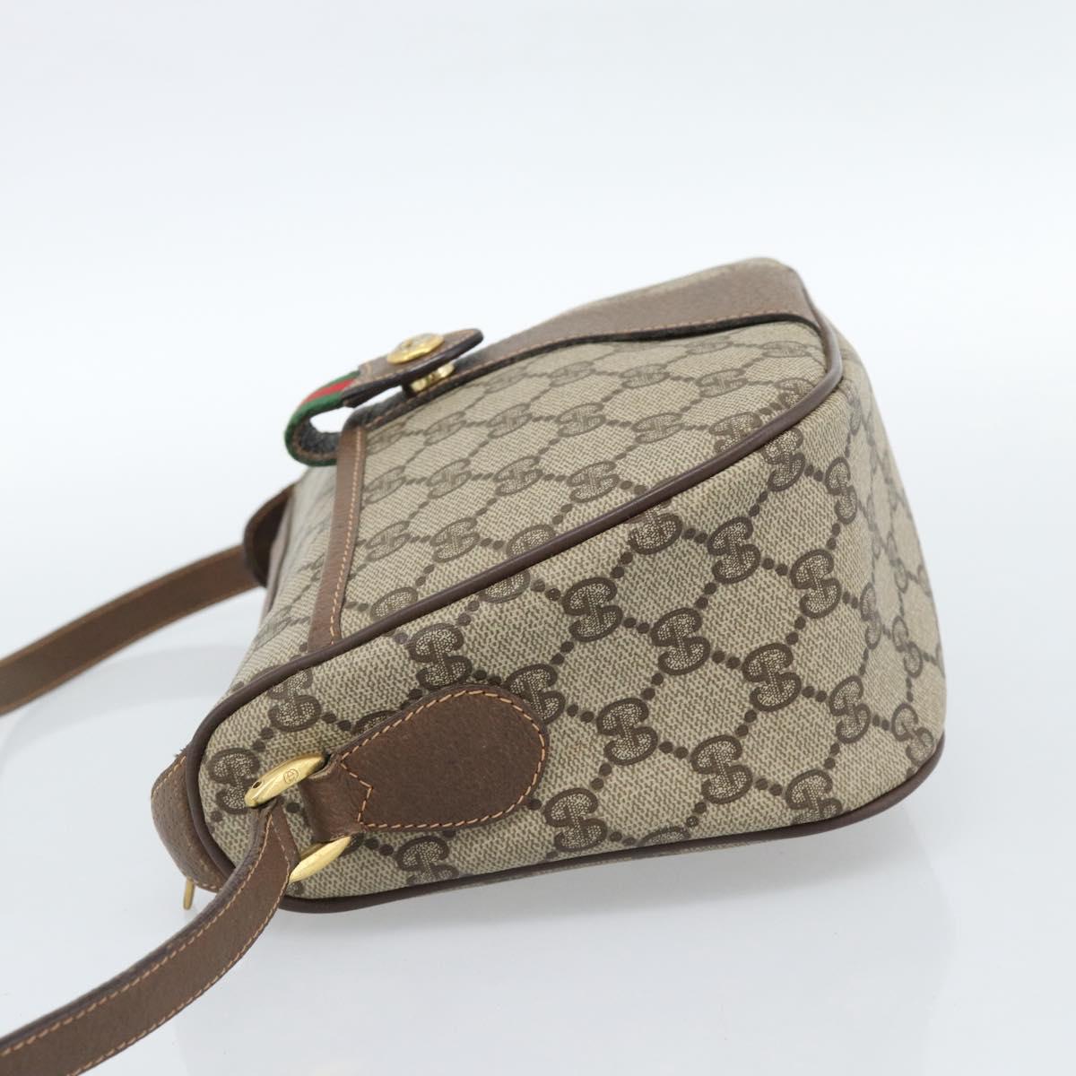 GUCCI GG Supreme Web Sherry Line Bag PVC Beige Gold 89 02 032 Auth ep14687
