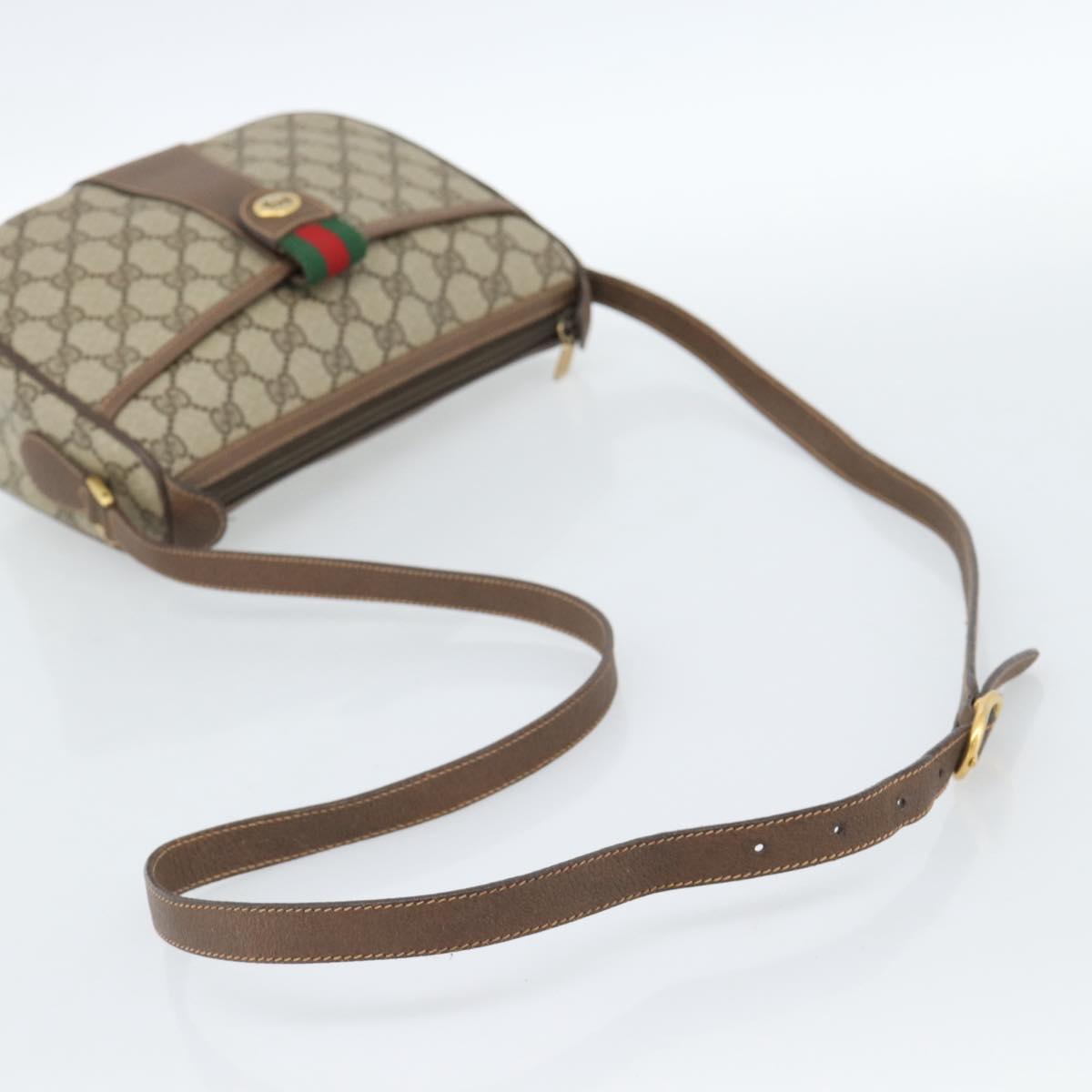 GUCCI GG Supreme Web Sherry Line Bag PVC Beige Gold 89 02 032 Auth ep14687