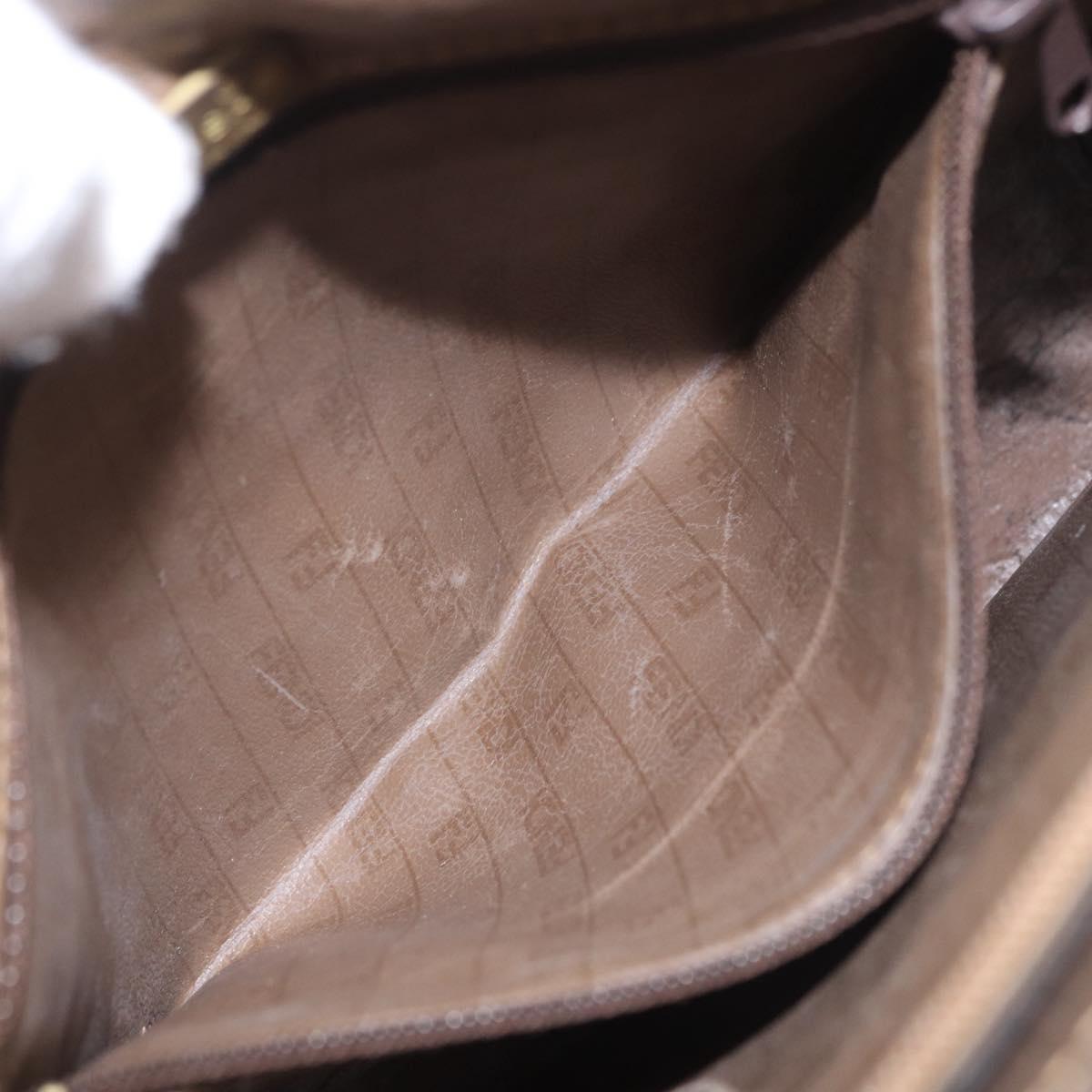 FENDI Zucchino Canvas Shoulder Bag Beige Auth ep14688