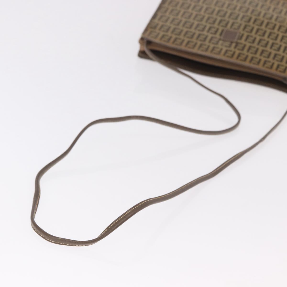 FENDI Zucchino Canvas Shoulder Bag Beige Auth ep14688