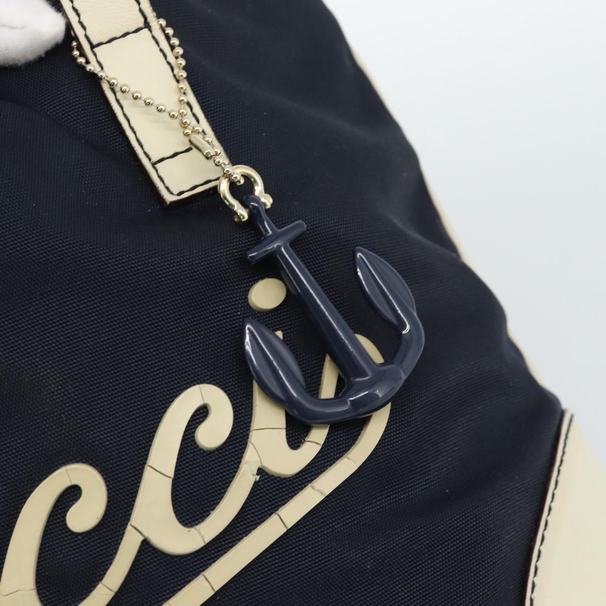 GUCCI Tote Bag Canvas Navy Gold 170007 Auth ep14690