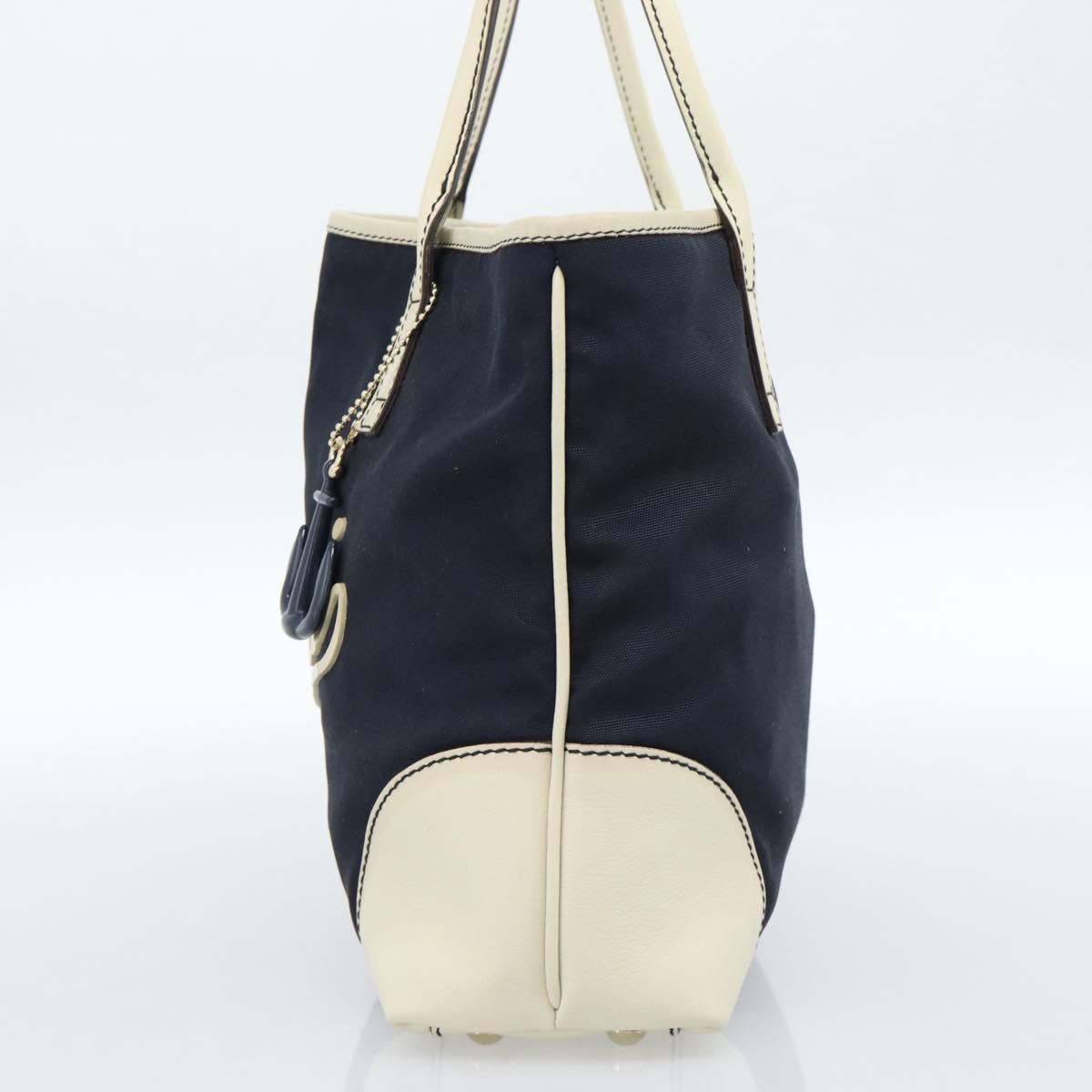 GUCCI Tote Bag Canvas Navy Gold 170007 Auth ep14690