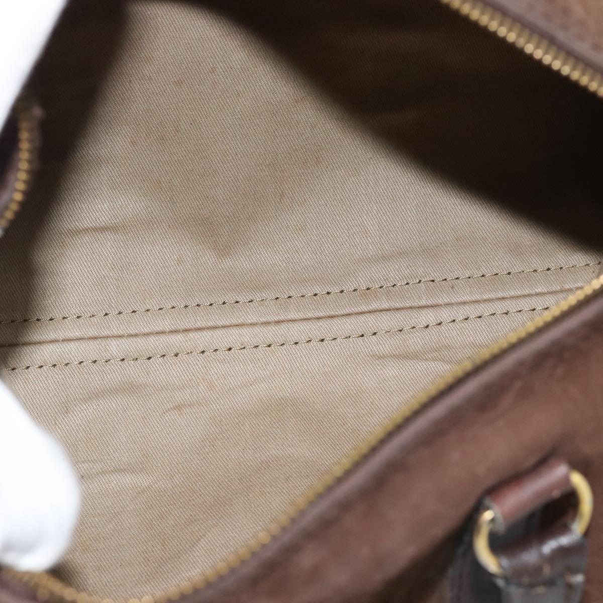 Christian Dior Trotter Canvas Boston Bag Suede Brown Gold Auth ep14691