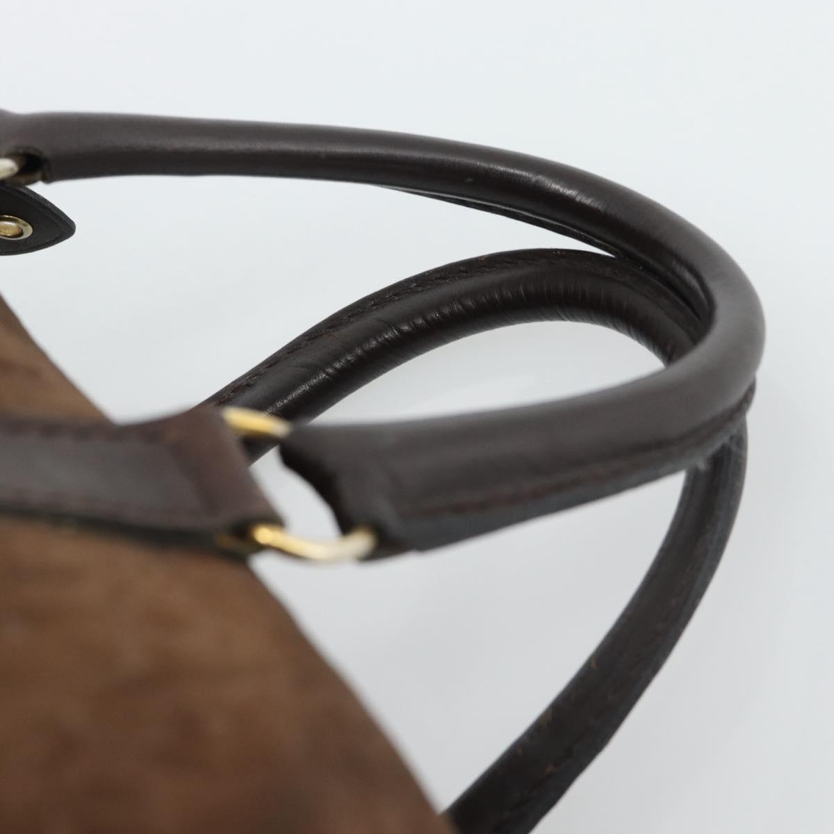 Christian Dior Trotter Canvas Boston Bag Suede Brown Gold Auth ep14691