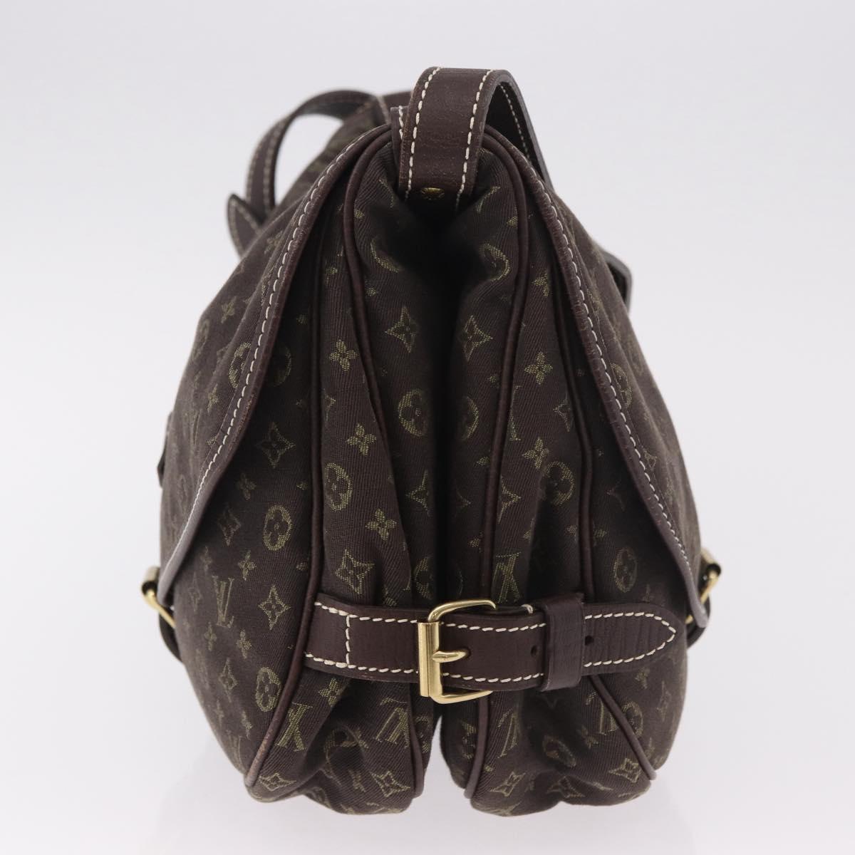 LOUIS VUITTON Monogram Mini Lin Saumur PM Bag Brown M95227 LV Auth ep14693V