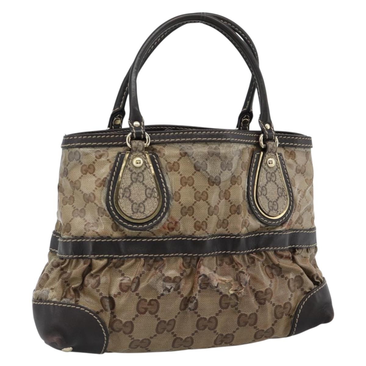 GUCCI GG Crystal Hand Bag Coated Canvas Beige Gold 223964 Auth ep14695