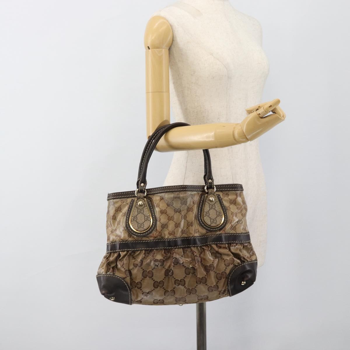 GUCCI GG Crystal Hand Bag Coated Canvas Beige Gold 223964 Auth ep14695