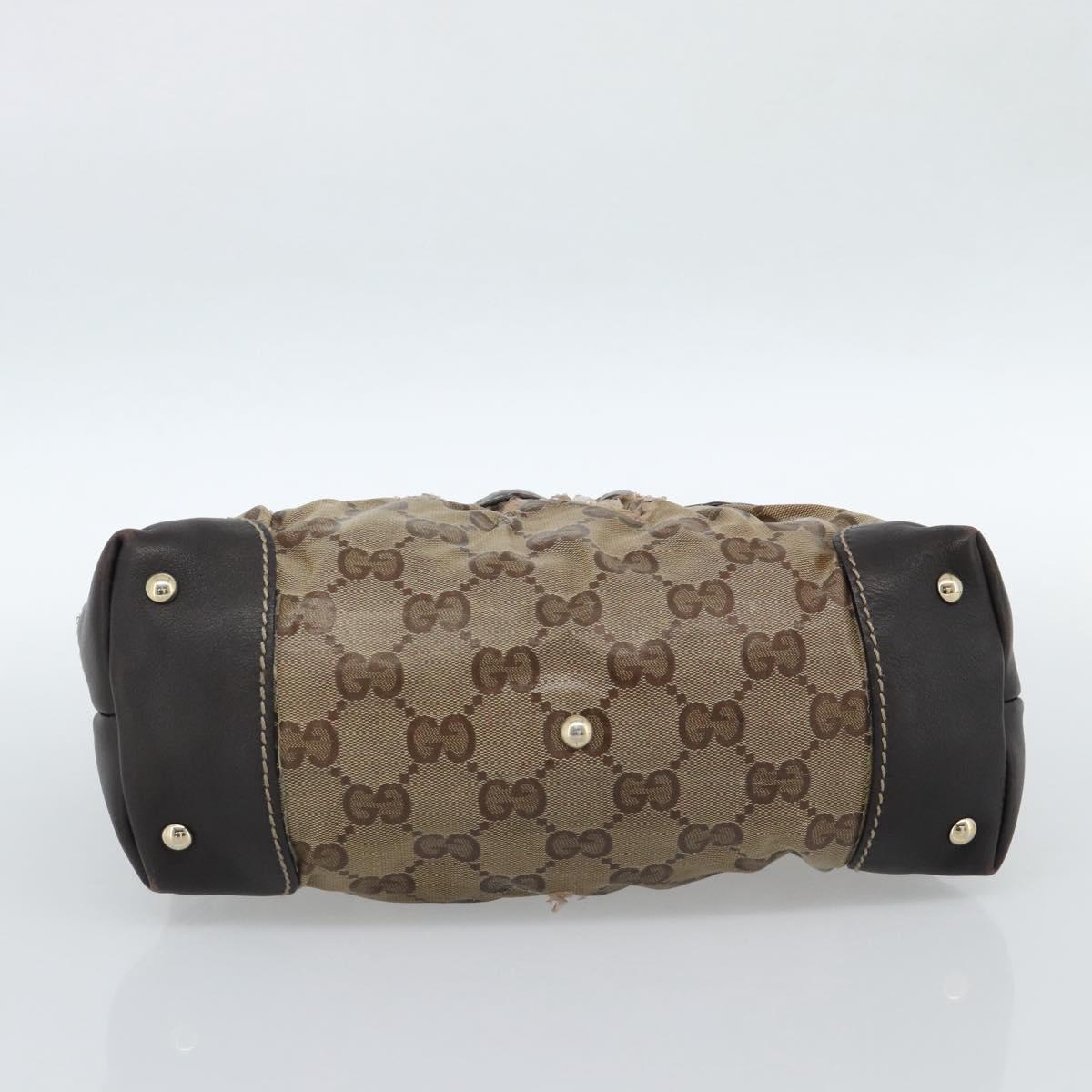 GUCCI GG Crystal Hand Bag Coated Canvas Beige Gold 223964 Auth ep14695