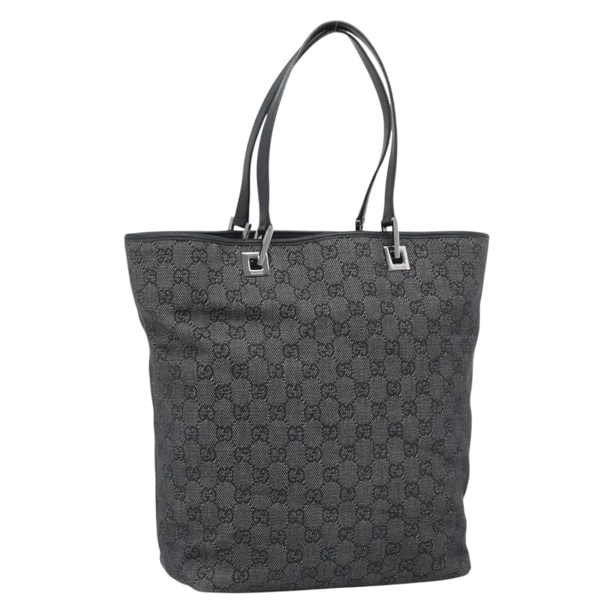 GUCCI GG Canvas Tote Bag Gray Silver 31243 Auth ep14697