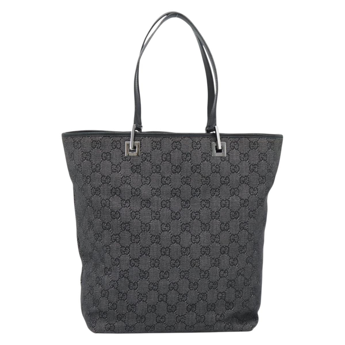 GUCCI GG Canvas Tote Bag Gray Silver 31243 Auth ep14697