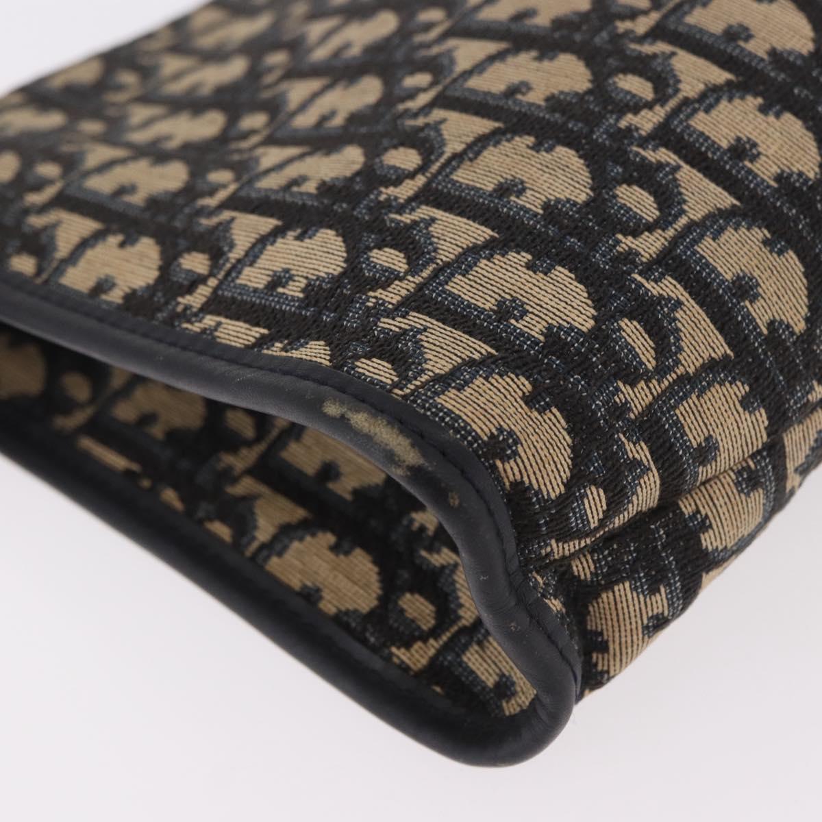 Christian Dior Trotter Canvas Clutch Bag Navy Silver Auth ep14698