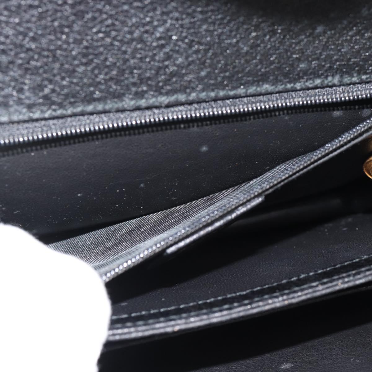 GUCCI Hand Bag Leather Black Gold Auth ep14699A