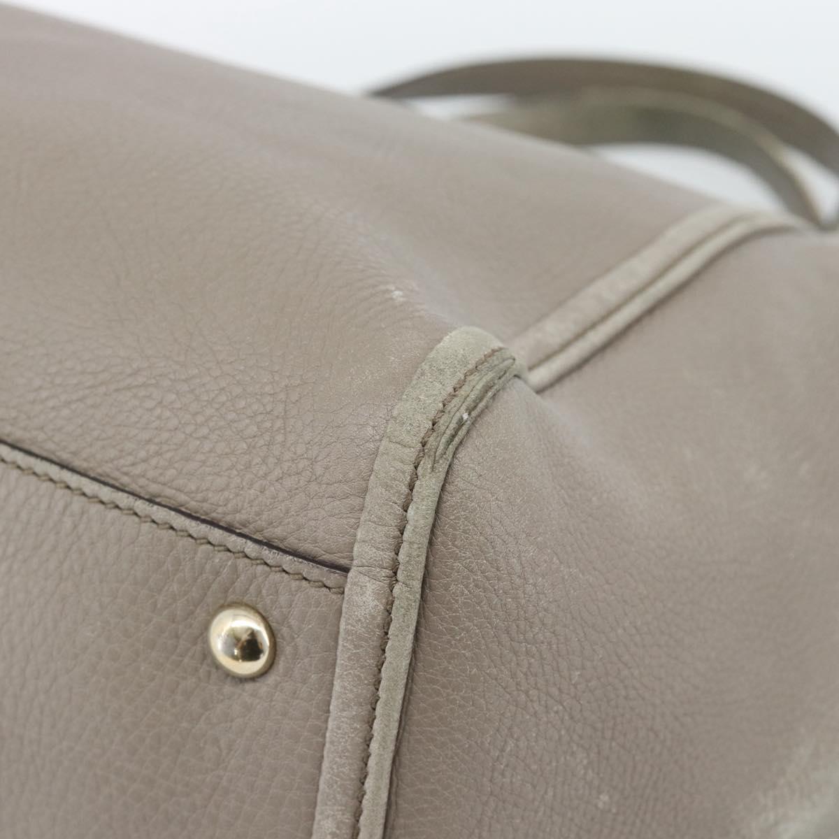 GUCCI Soho Hand Bag Leather Gray Gold 282309 Auth ep14702