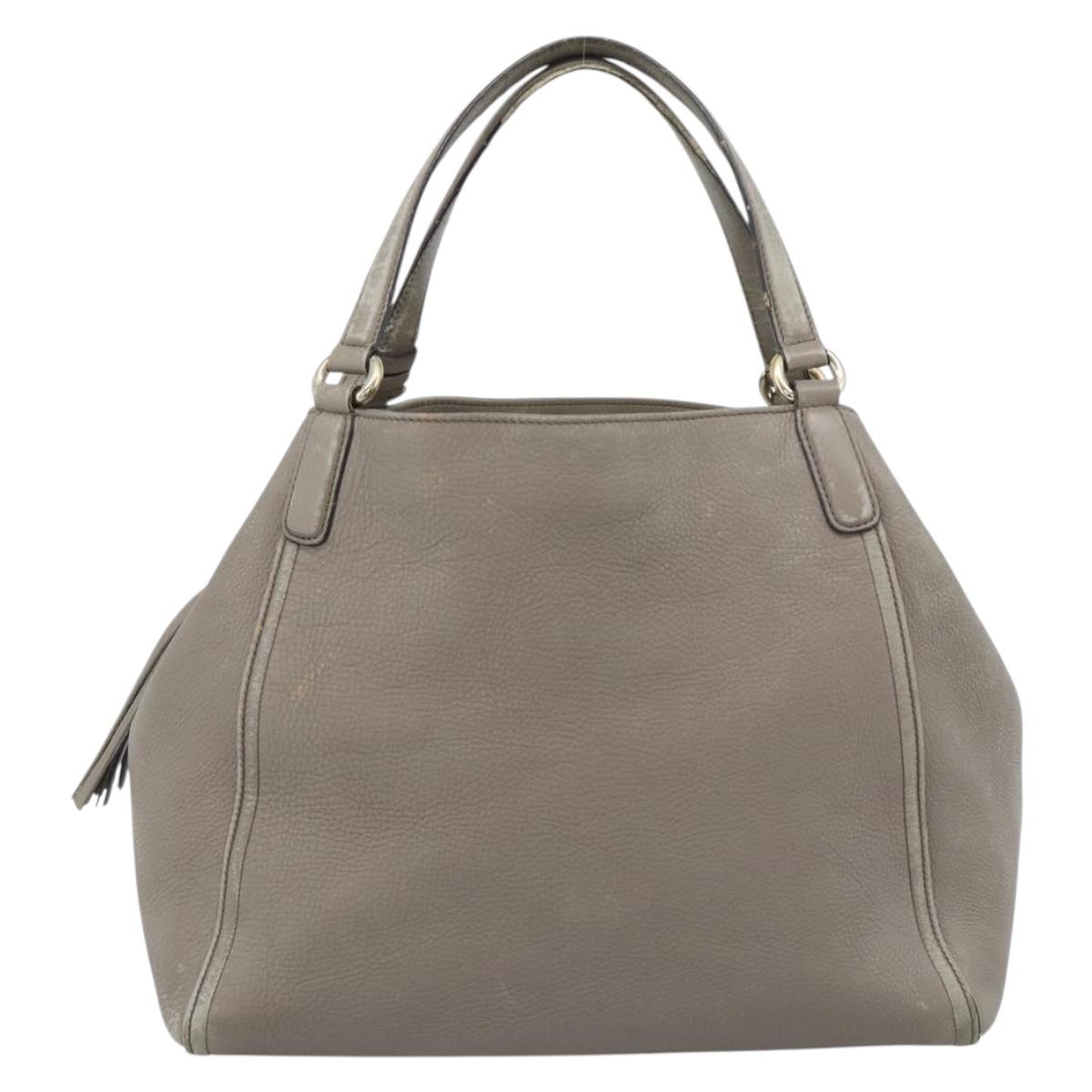GUCCI Soho Hand Bag Leather Gray Gold 282309 Auth ep14702
