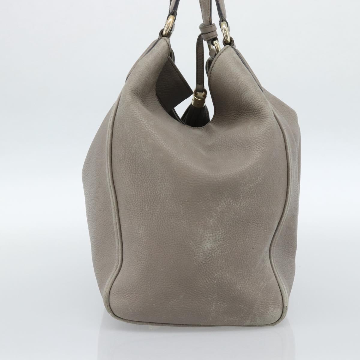 GUCCI Soho Hand Bag Leather Gray Gold 282309 Auth ep14702