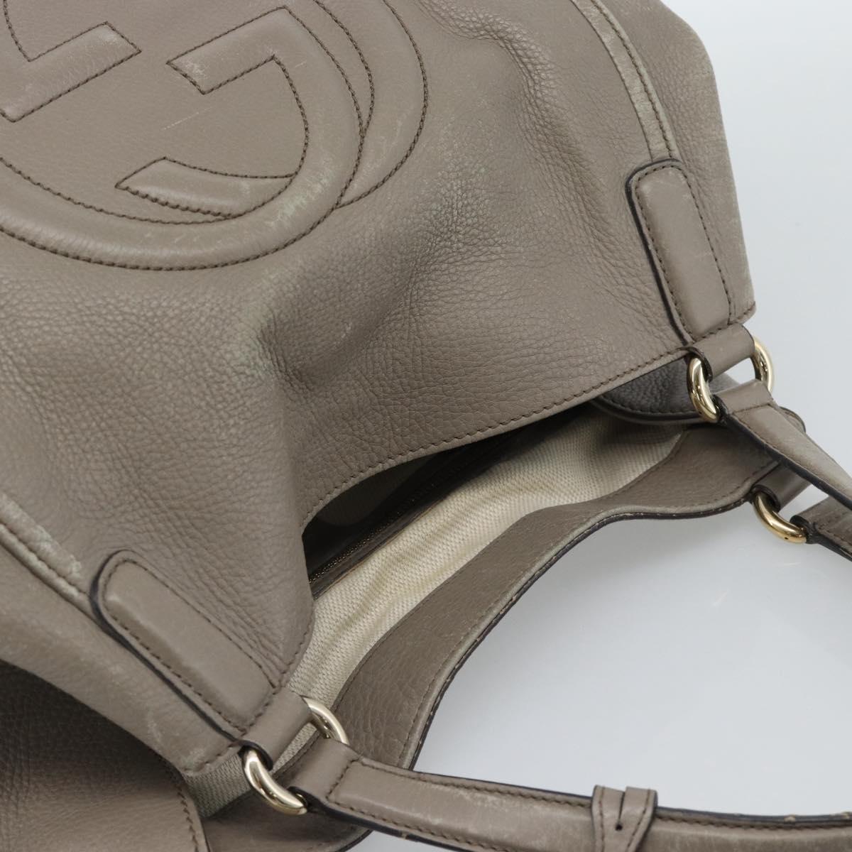 GUCCI Soho Hand Bag Leather Gray Gold 282309 Auth ep14702