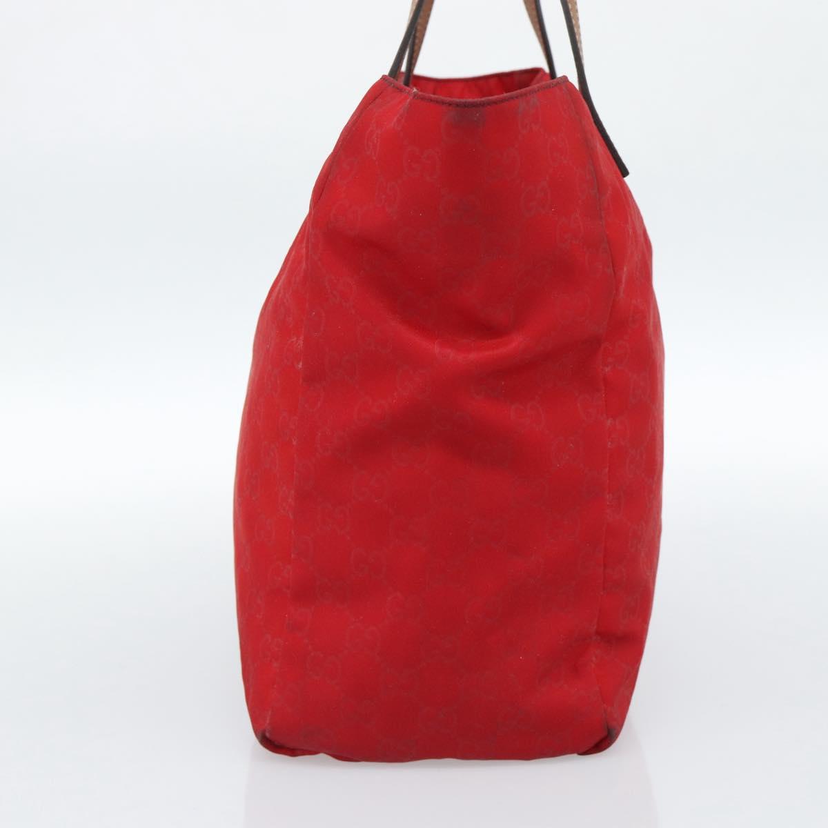 GUCCI GG Canvas Guccissima Tote Bag Nylon Red 282439 Auth ep14706