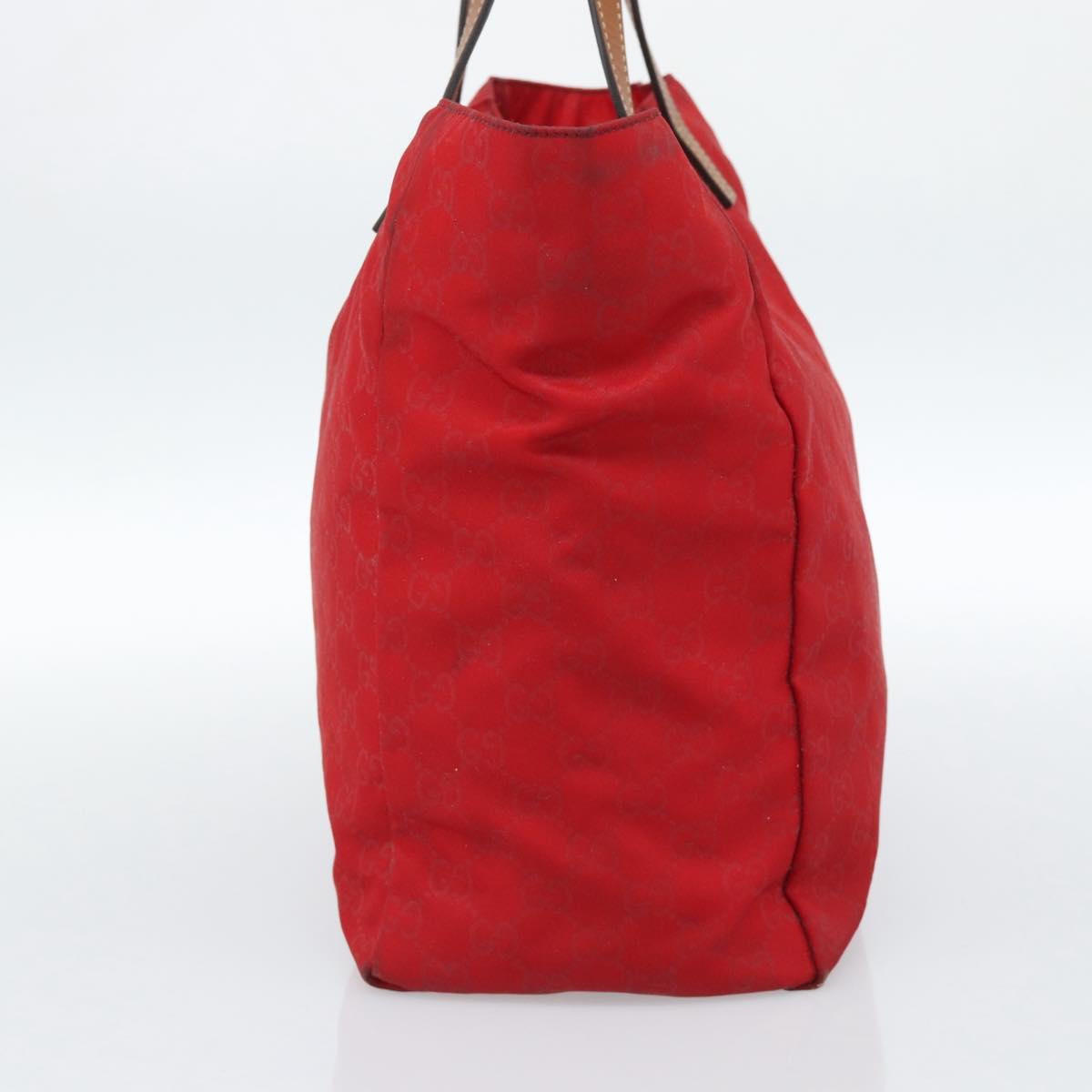 GUCCI GG Canvas Guccissima Tote Bag Nylon Red 282439 Auth ep14706