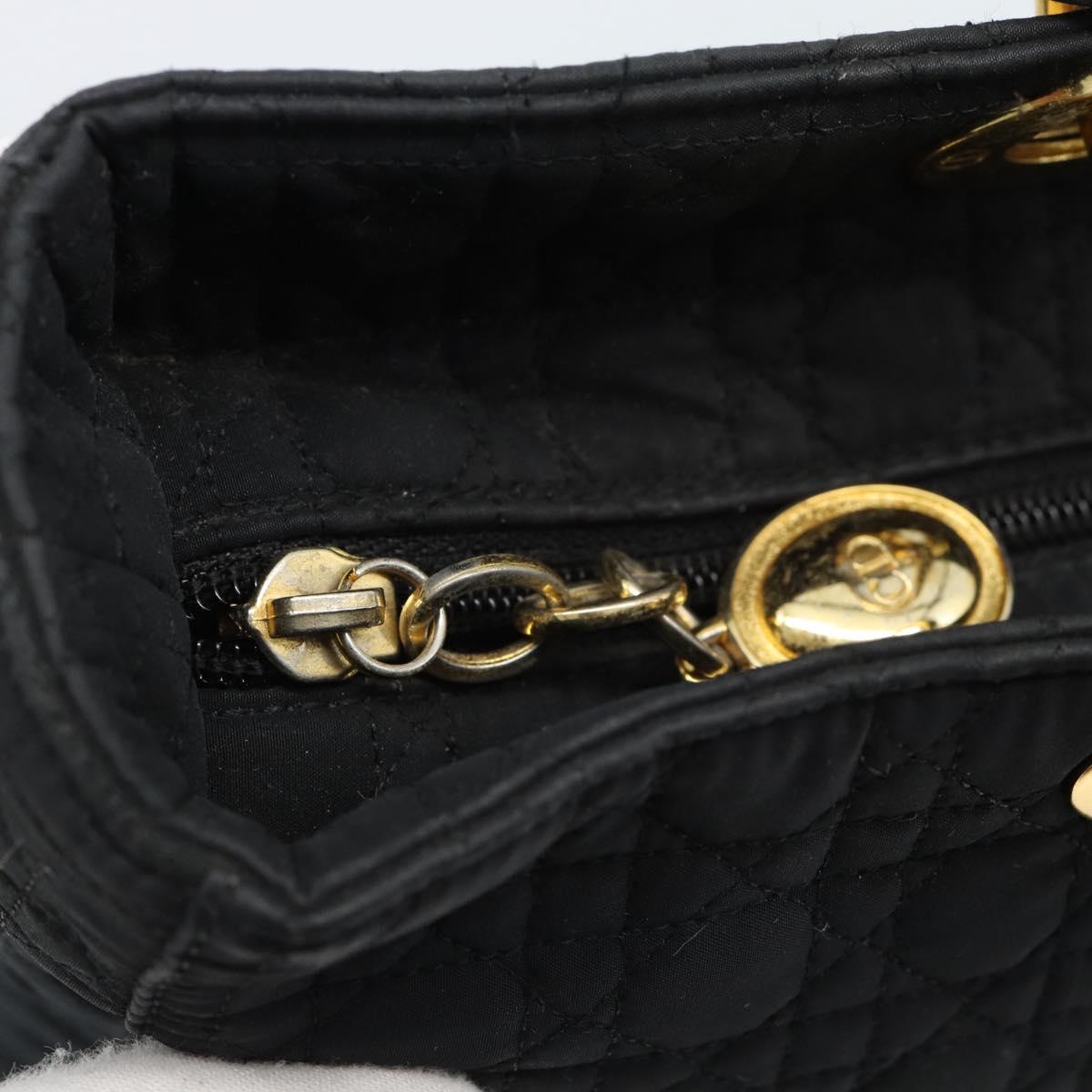 Christian Dior Lady Dior Canage Hand Bag Canvas Black Gold Auth ep14710