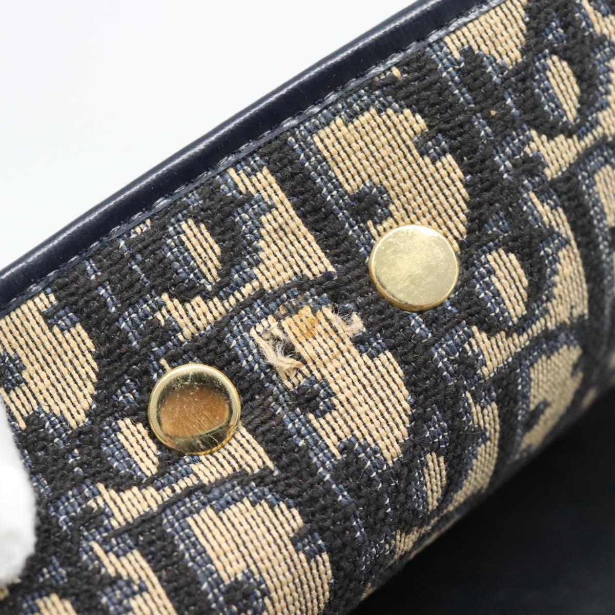 Christian Dior Trotter Canvas Clutch Bag Navy Gold Auth ep14711