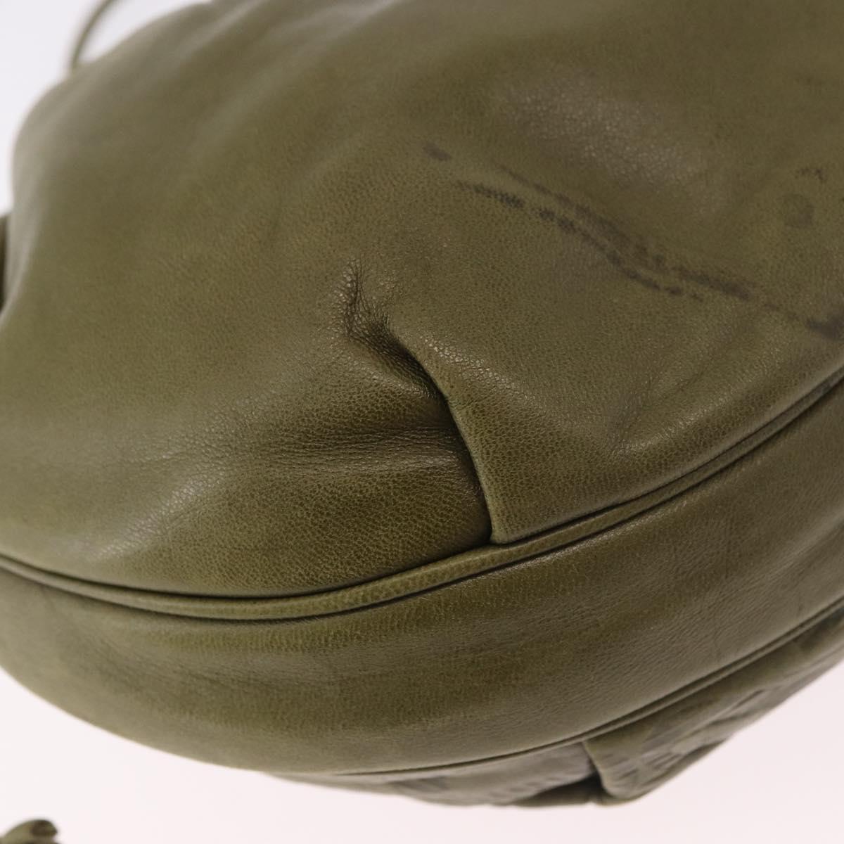 LOEWE Anagram Shoulder Bag Leather Green Gold Auth ep14712A