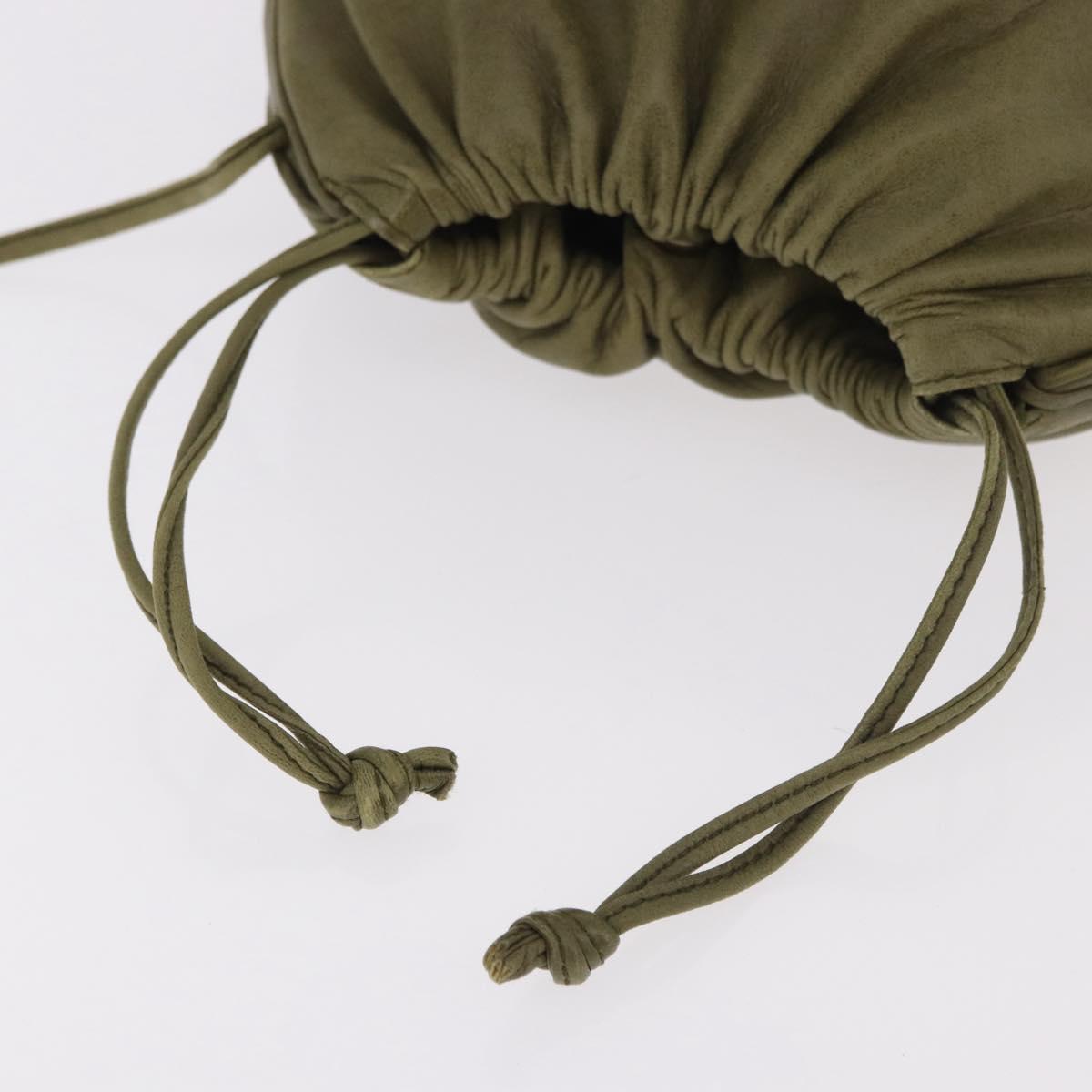 LOEWE Anagram Shoulder Bag Leather Green Gold Auth ep14712A