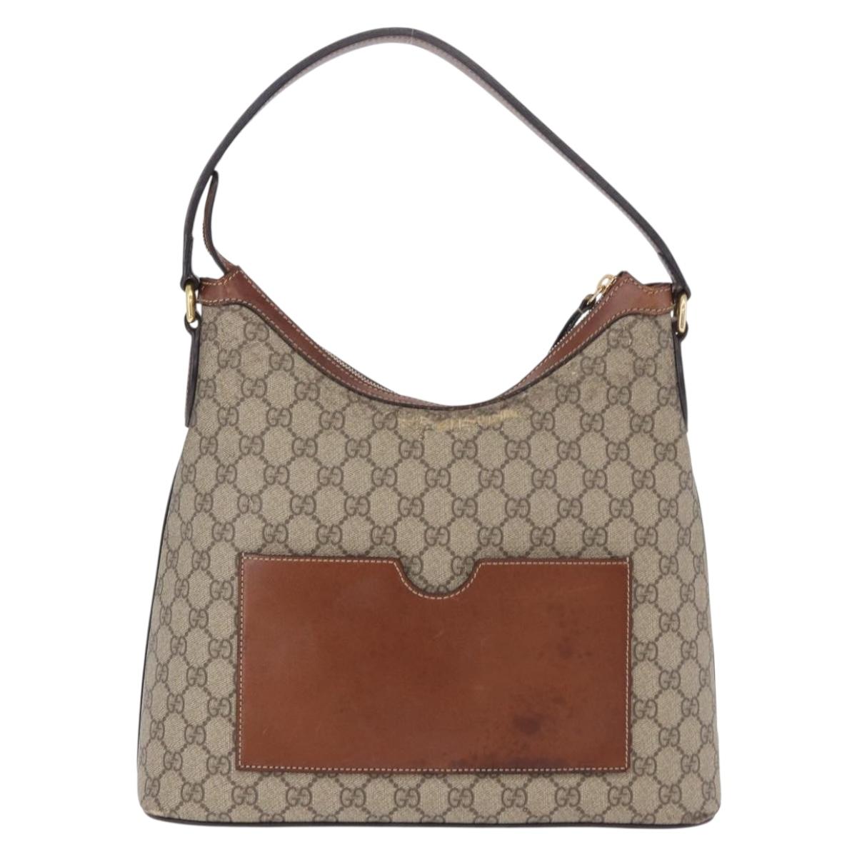 GUCCI GG Supreme Shoulder Bag PVC Beige Gold 414930 Auth ep14713