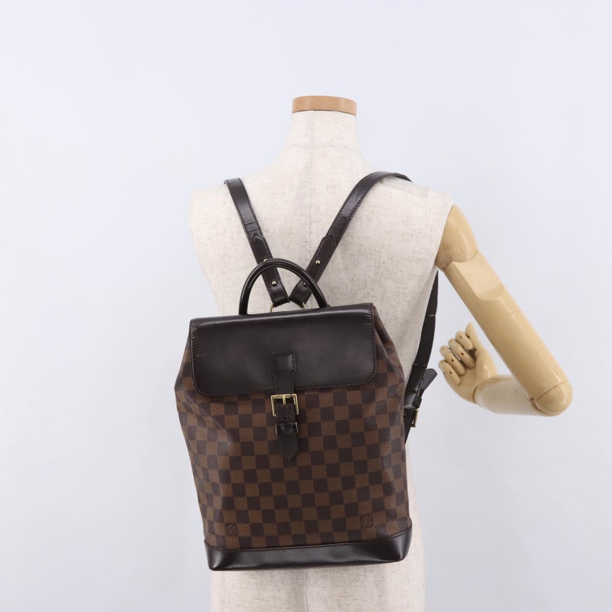LOUIS VUITTON Damier Ebene Soho Backpack N51132 LV Auth ep14717