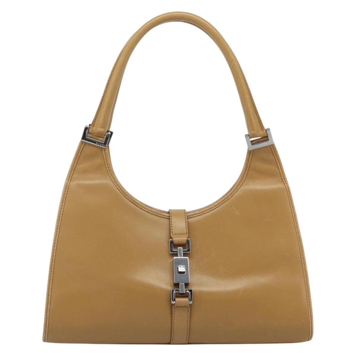GUCCI Jackie Shoulder Bag Leather Beige Silver 002 1067 Auth ep14720A