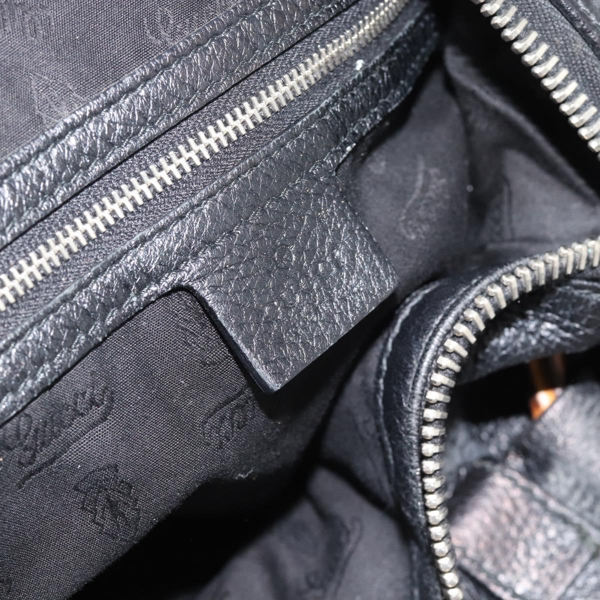 GUCCI Bamboo Shoulder Bag Leather Black Silver 232930 Auth ep14724