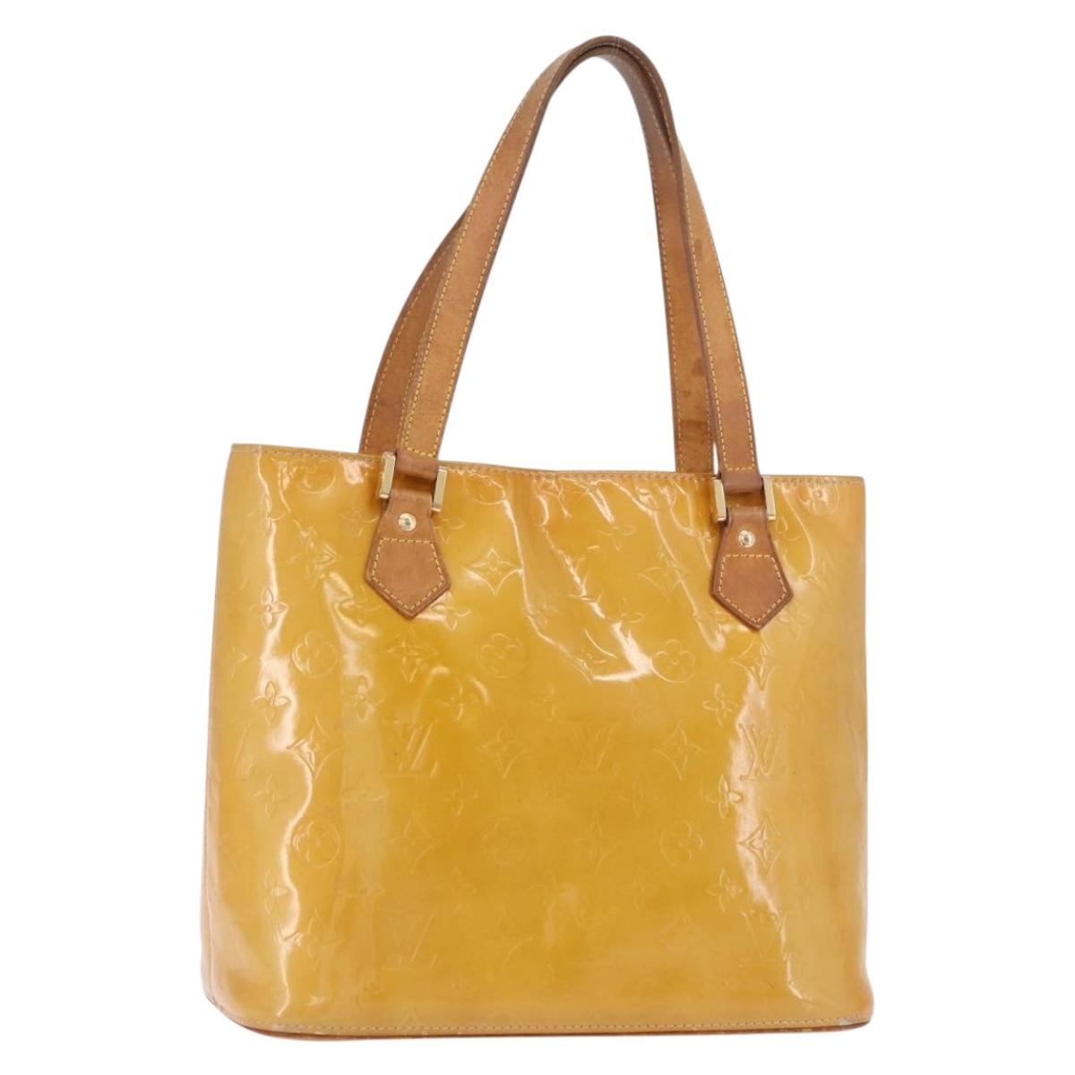 LOUIS VUITTON Monogram Vernis Houston Hand Bag Beige M91004 LV Auth ep14730