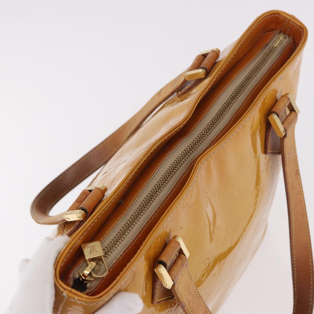 LOUIS VUITTON Monogram Vernis Houston Hand Bag Beige M91004 LV Auth ep14730