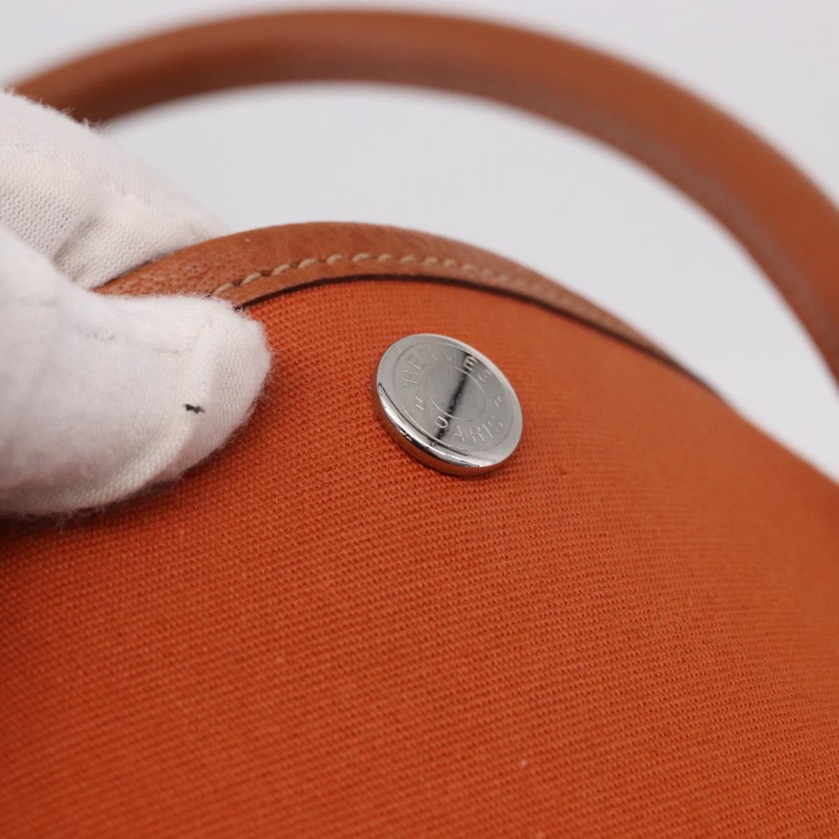 HERMES Garden Party MM Tote Bag Canvas Orange Silver Auth ep14731SAV