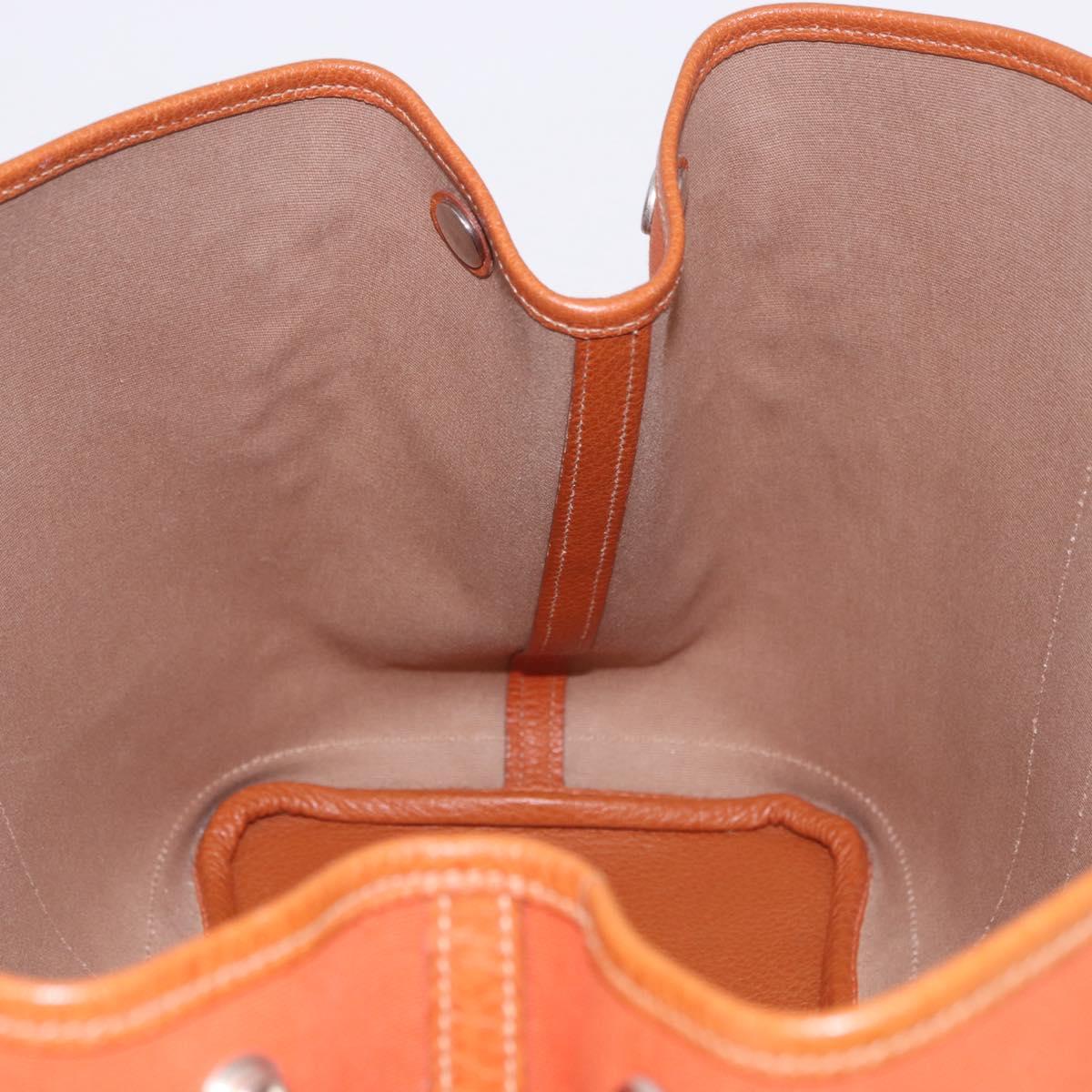 HERMES Garden Party MM Tote Bag Canvas Orange Silver Auth ep14731SAV