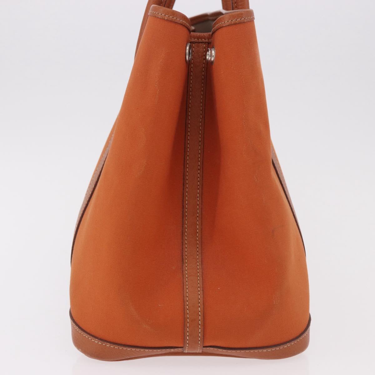 HERMES Garden Party MM Tote Bag Canvas Orange Silver Auth ep14731SAV