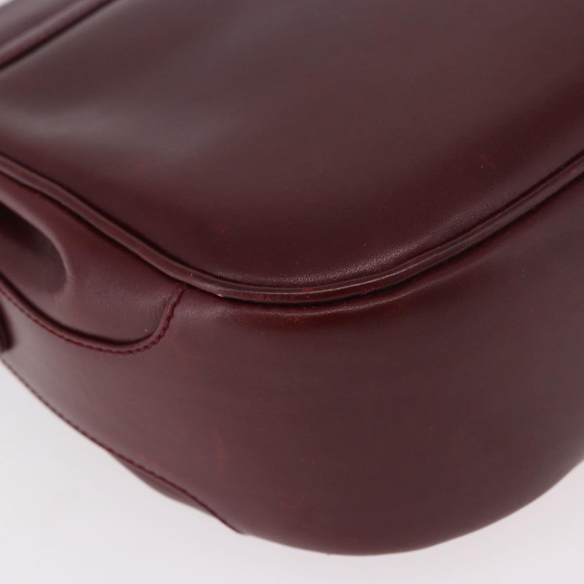 CELINE Shoulder Bag Leather Bordeaux Gold Auth ep14734