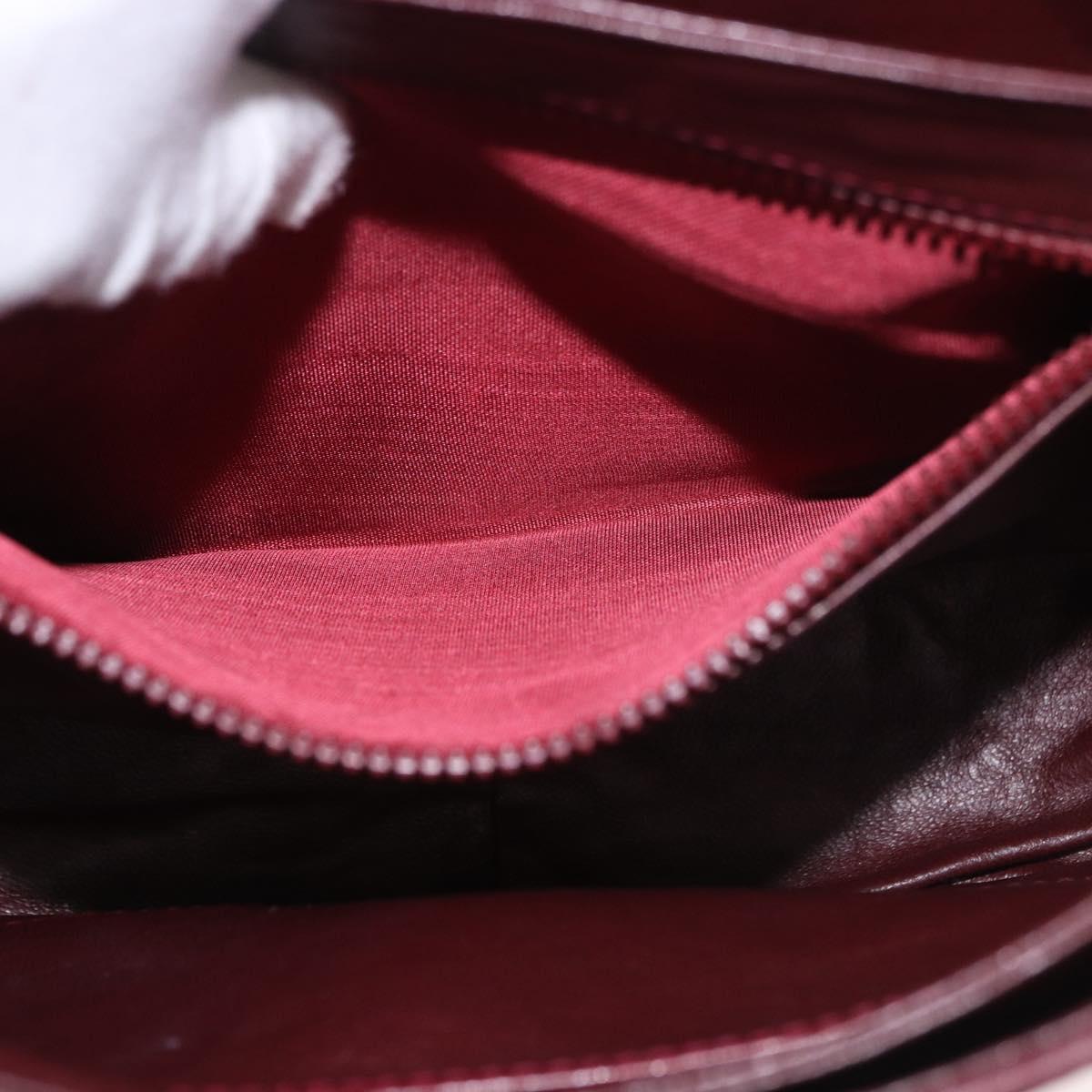 CELINE Shoulder Bag Leather Bordeaux Gold Auth ep14734