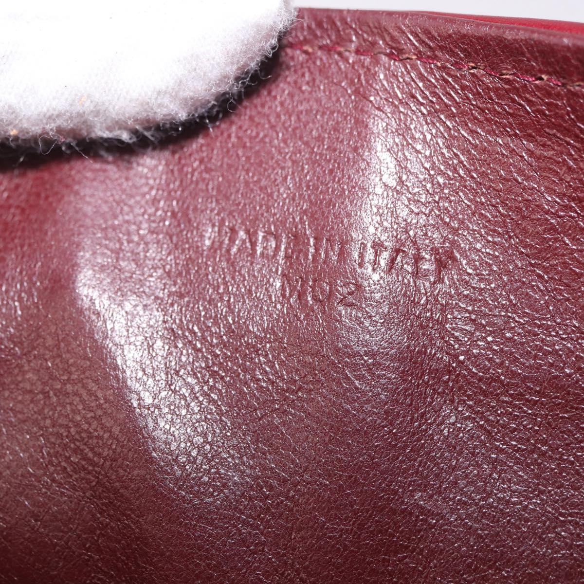 CELINE Shoulder Bag Leather Bordeaux Gold Auth ep14734