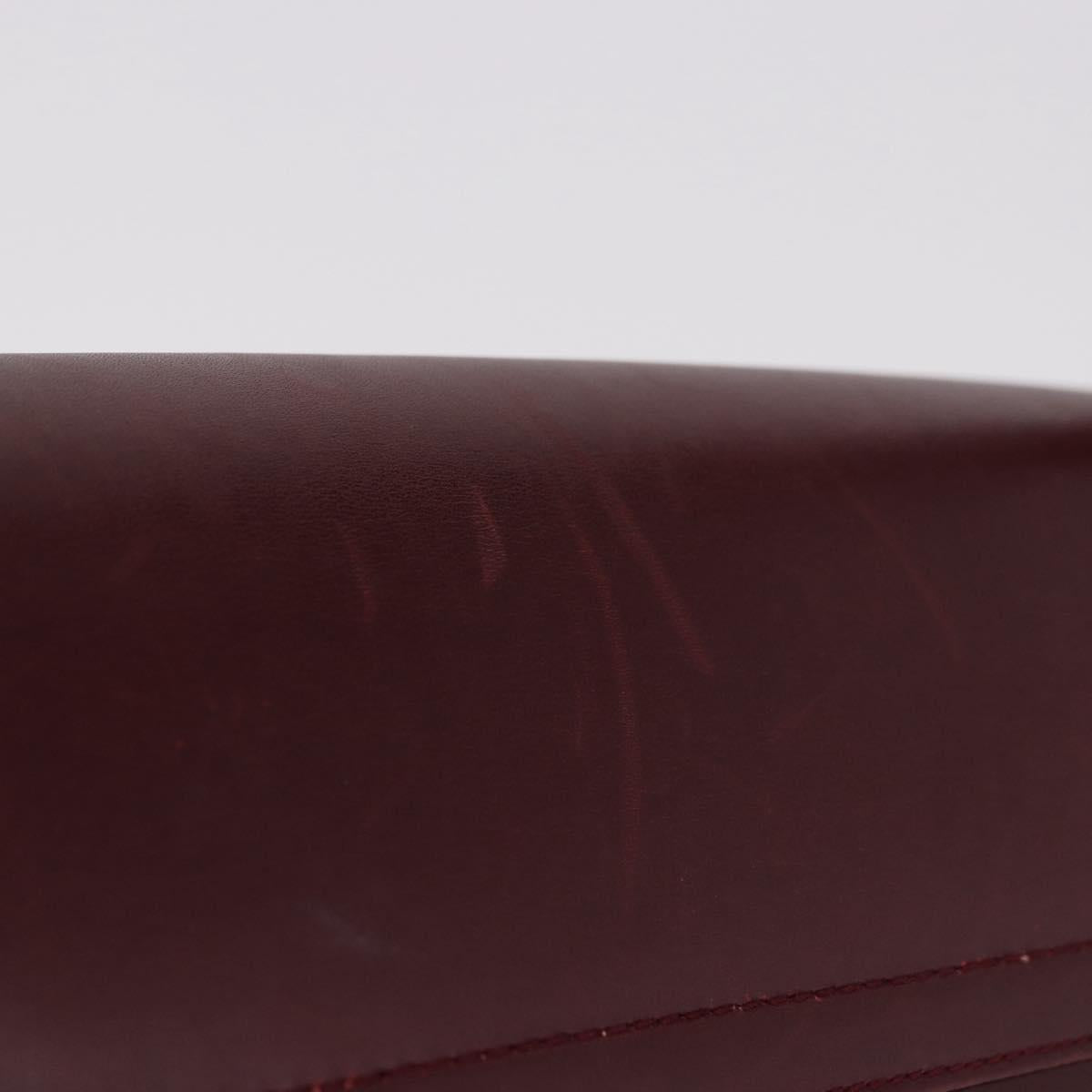 CELINE Shoulder Bag Leather Bordeaux Gold Auth ep14734