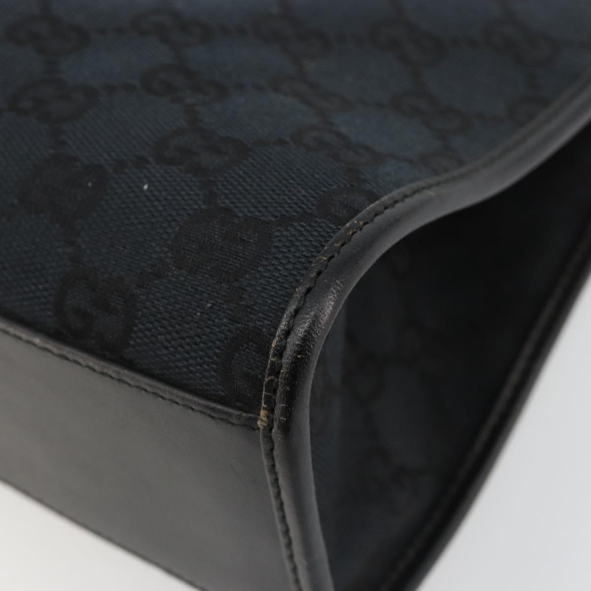 GUCCI GG Canvas Jackie Hand Bag Black Silver 002 1068 Auth ep14736A