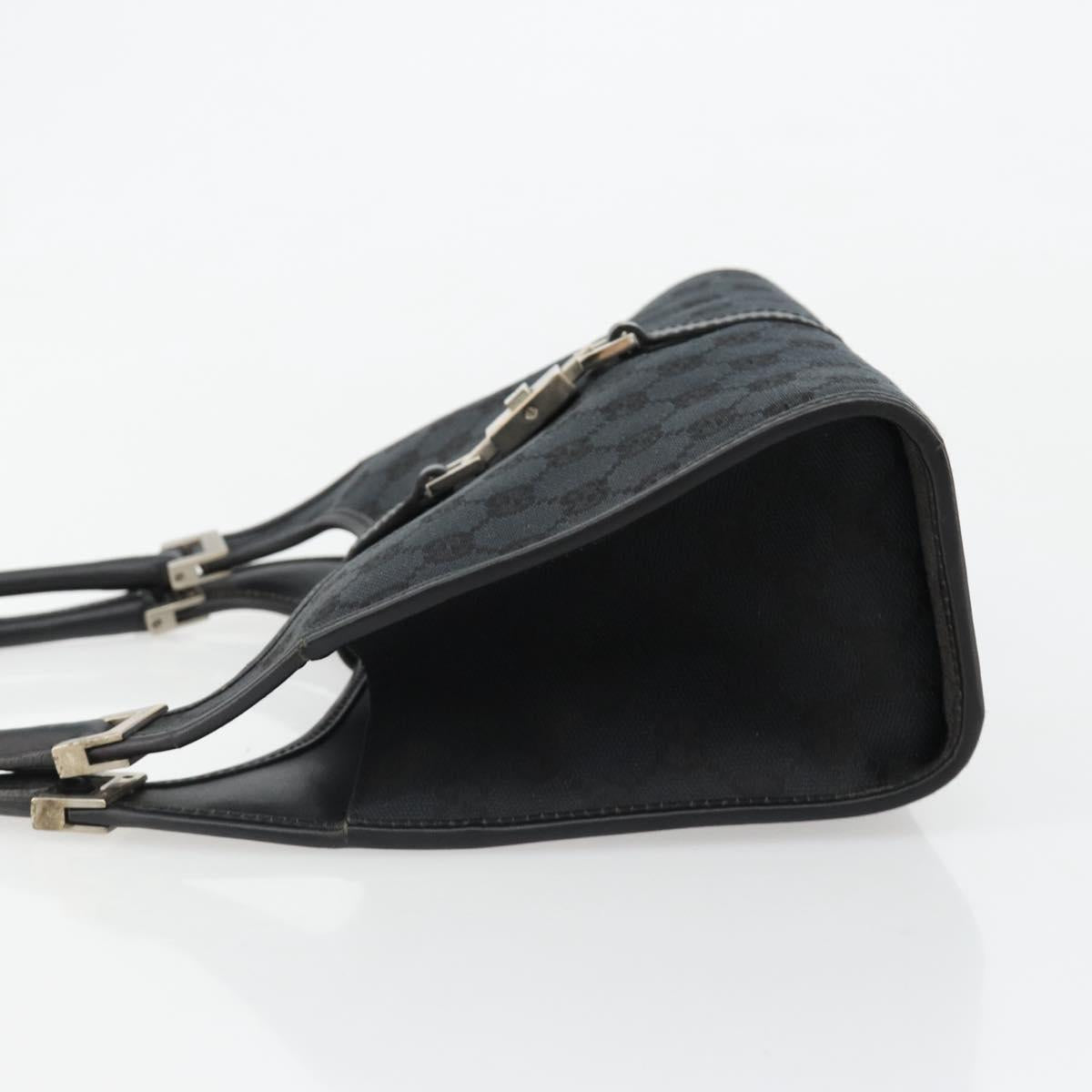GUCCI GG Canvas Jackie Hand Bag Black Silver 002 1068 Auth ep14736A
