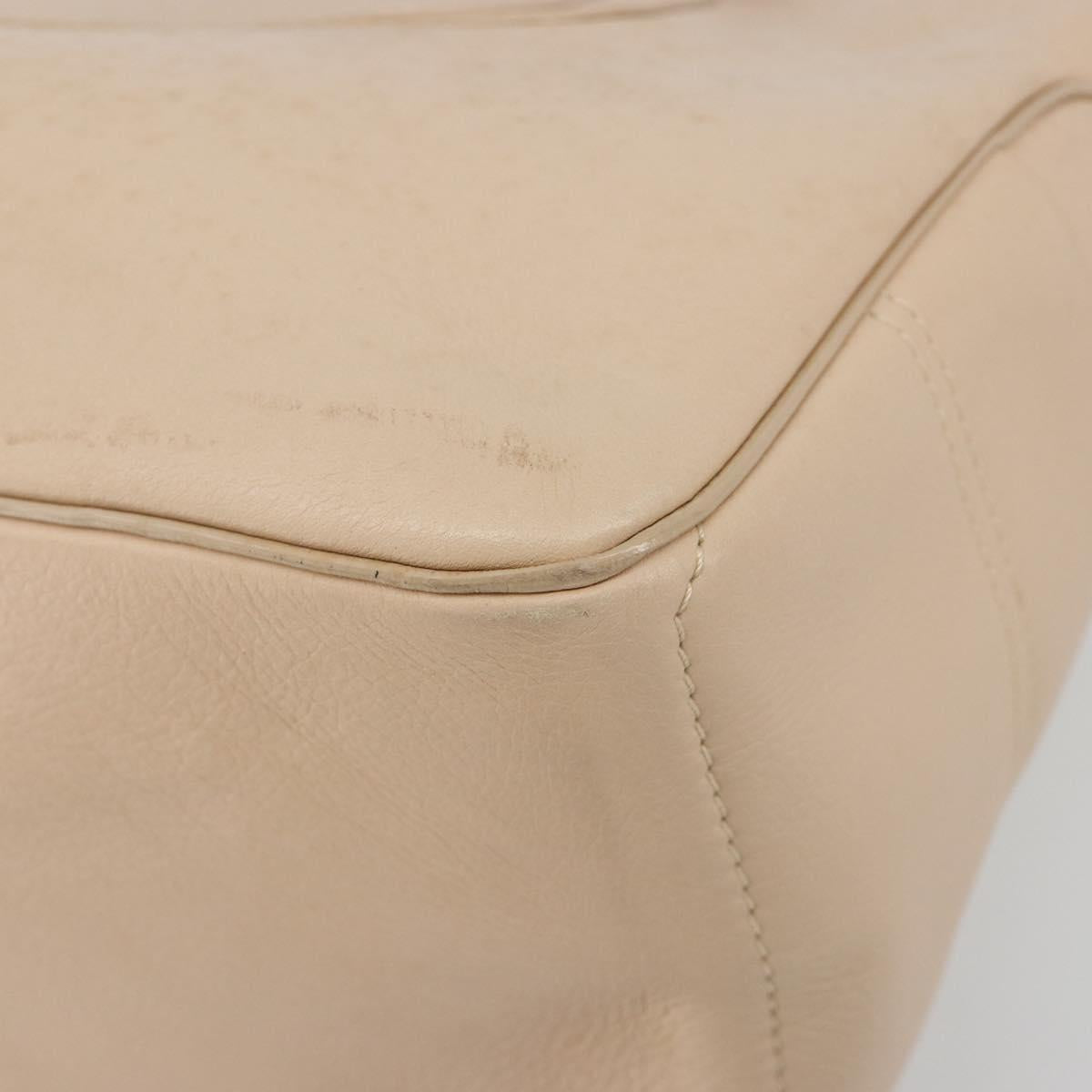 CELINE Boogie bag Hand Bag Leather Ivory Silver Auth ep14737
