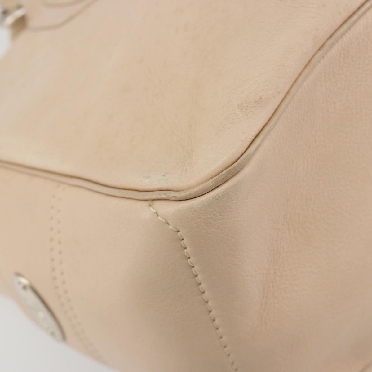 CELINE Boogie bag Hand Bag Leather Ivory Silver Auth ep14737