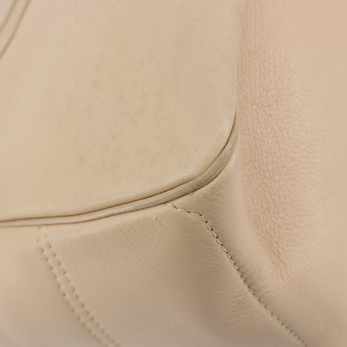 CELINE Boogie bag Hand Bag Leather Ivory Silver Auth ep14737