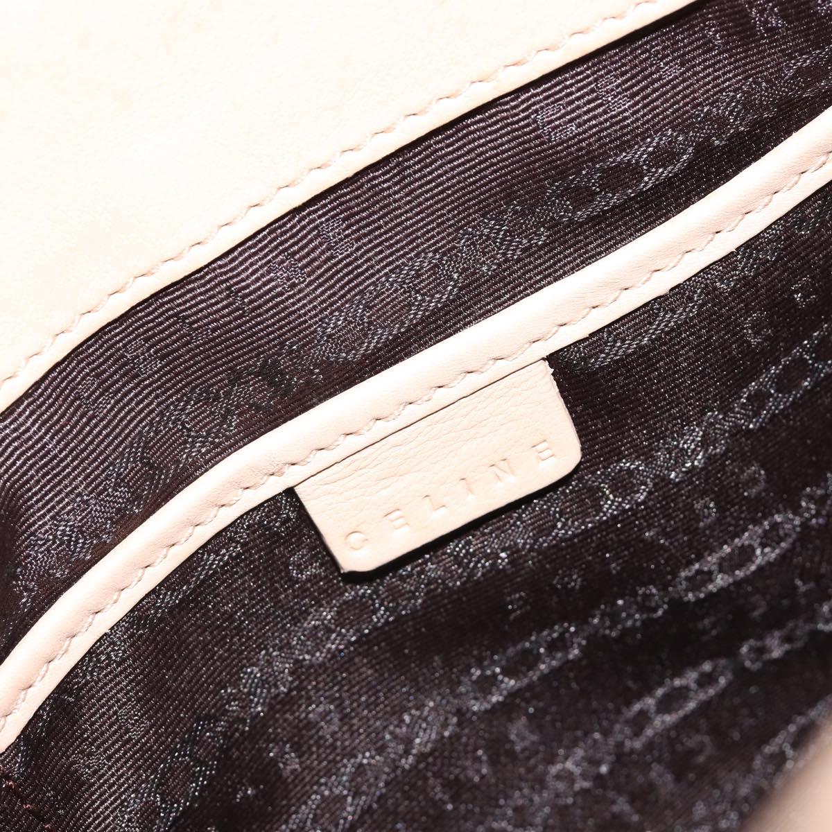 CELINE Boogie bag Hand Bag Leather Ivory Silver Auth ep14737