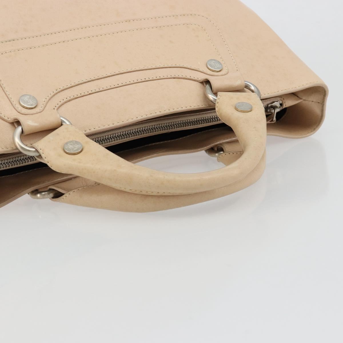 CELINE Boogie bag Hand Bag Leather Ivory Silver Auth ep14737