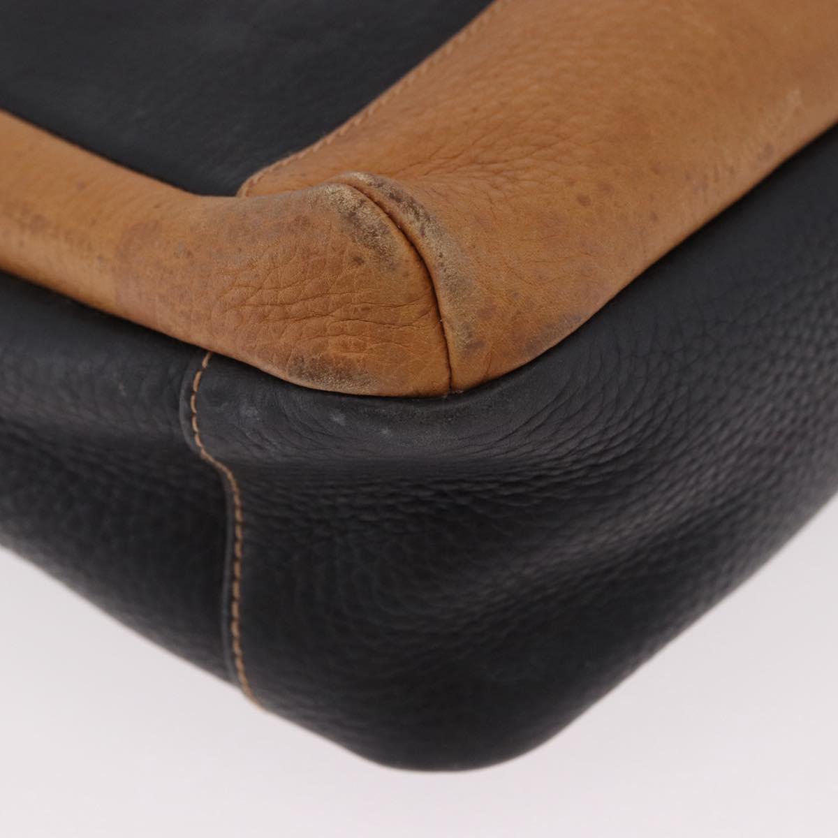 GUCCI Shoulder Bag Leather Black Gold Auth ep14739