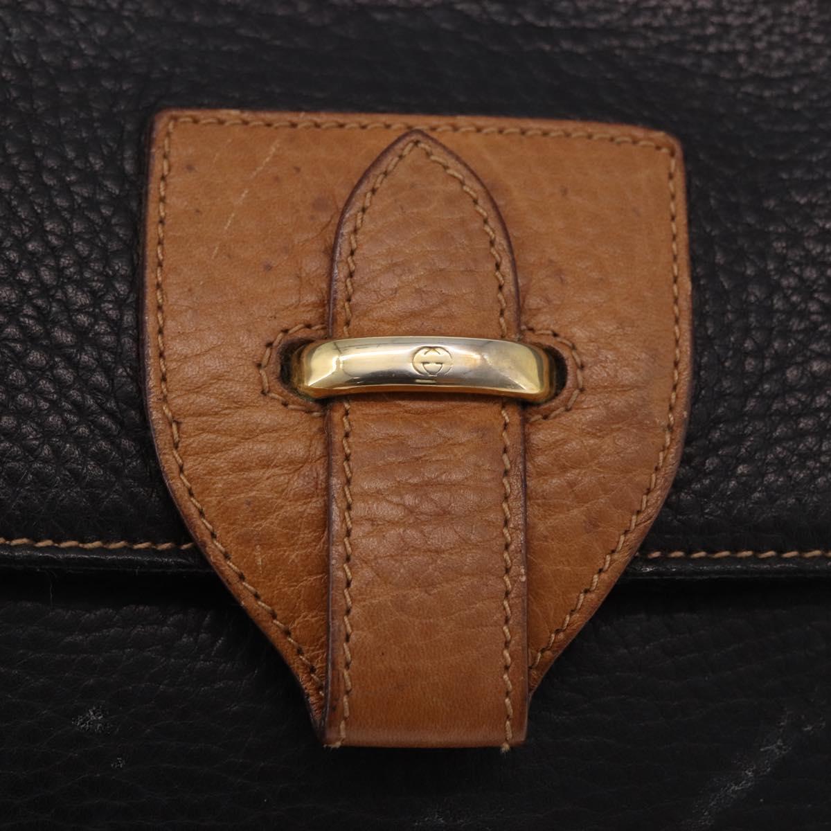 GUCCI Shoulder Bag Leather Black Gold Auth ep14739