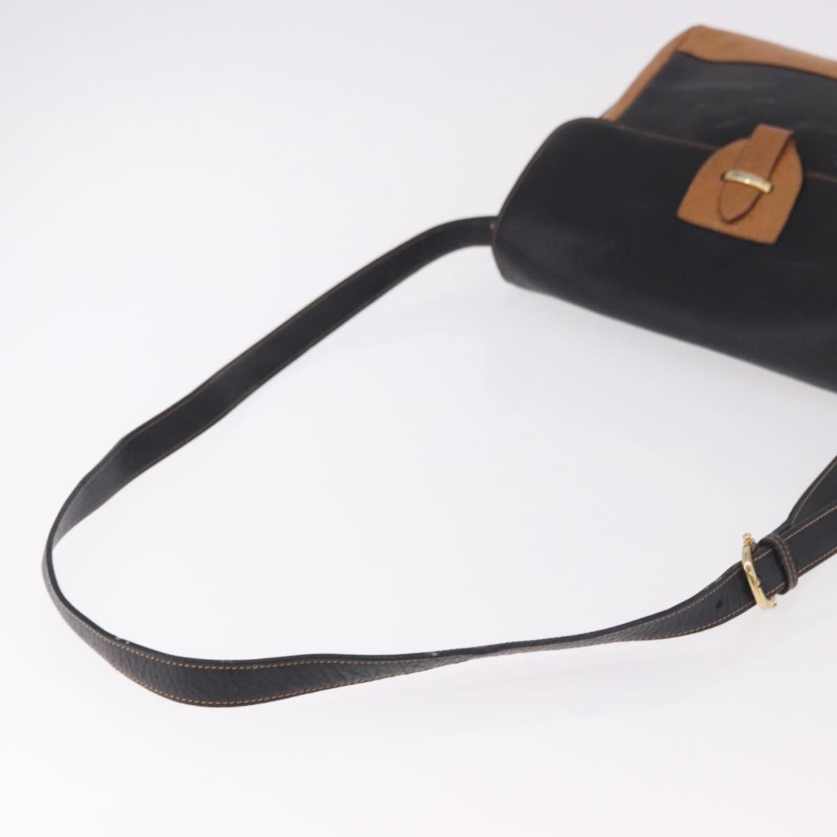 GUCCI Shoulder Bag Leather Black Gold Auth ep14739