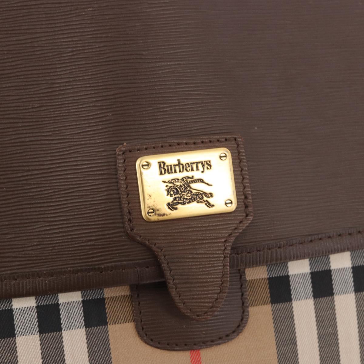 Burberrys Nova Check Document case Clutch Bag Canvas Beige Gold Auth ep14740